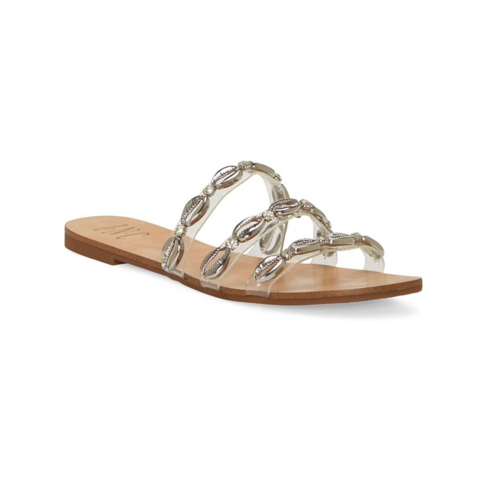 INC Womens Clear Shell Accent Embellished Voma Round Toe Slip On Sandals 9.5 M